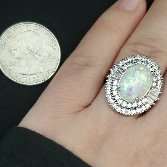 New Noble Big Opal Silver Ring - Picture 6 of 6